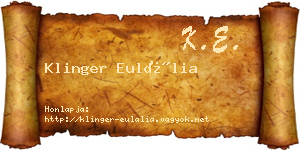 Klinger Eulália névjegykártya